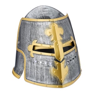 Casque De Chevalier Médiéval Avec Visière - Pour Carnaval, Fêtes Déguisées (plastique Argenté/doré)