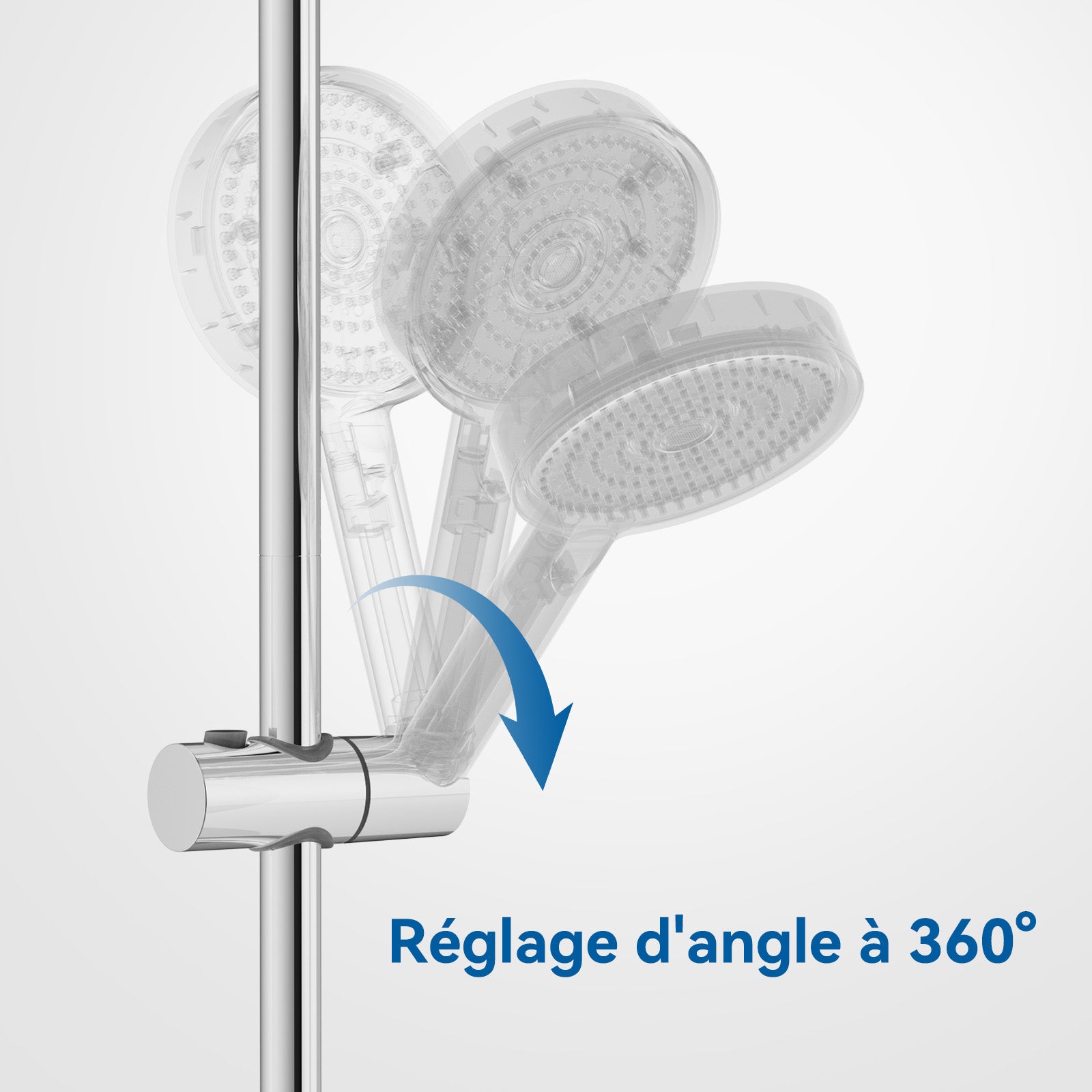 Sofetiy max Barre de Douche Chromé Acier Inoxydable ,de 65cm Avec Support de Douche - 7