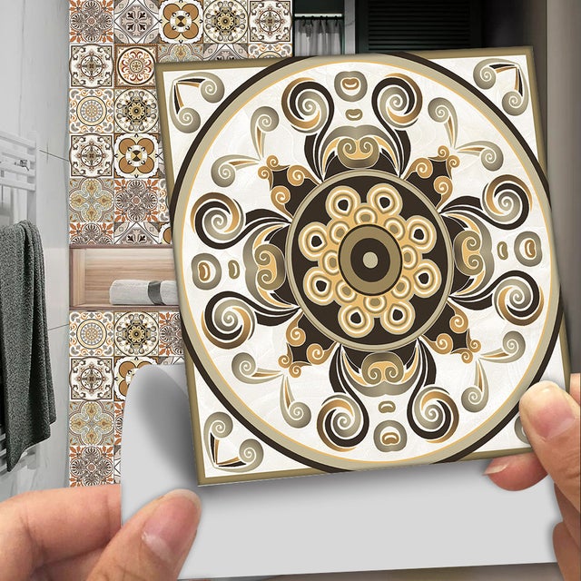 10 PCS Papier Peint Carrelage Autocollant Tuiles de simulation sticker 10 x 10 cm Style Mosaïque Sticker Mural Film Décoratif Imp