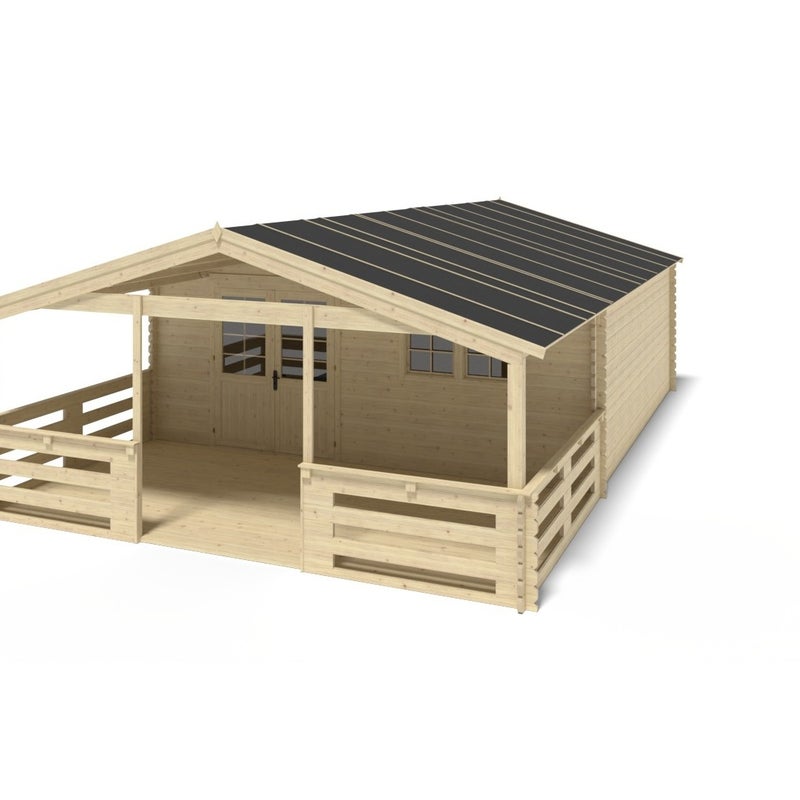 Domek ogrodowy ALTANKA - 6x6 m z tarasem 6x3m - 54 m2, drewniany, 1szt.