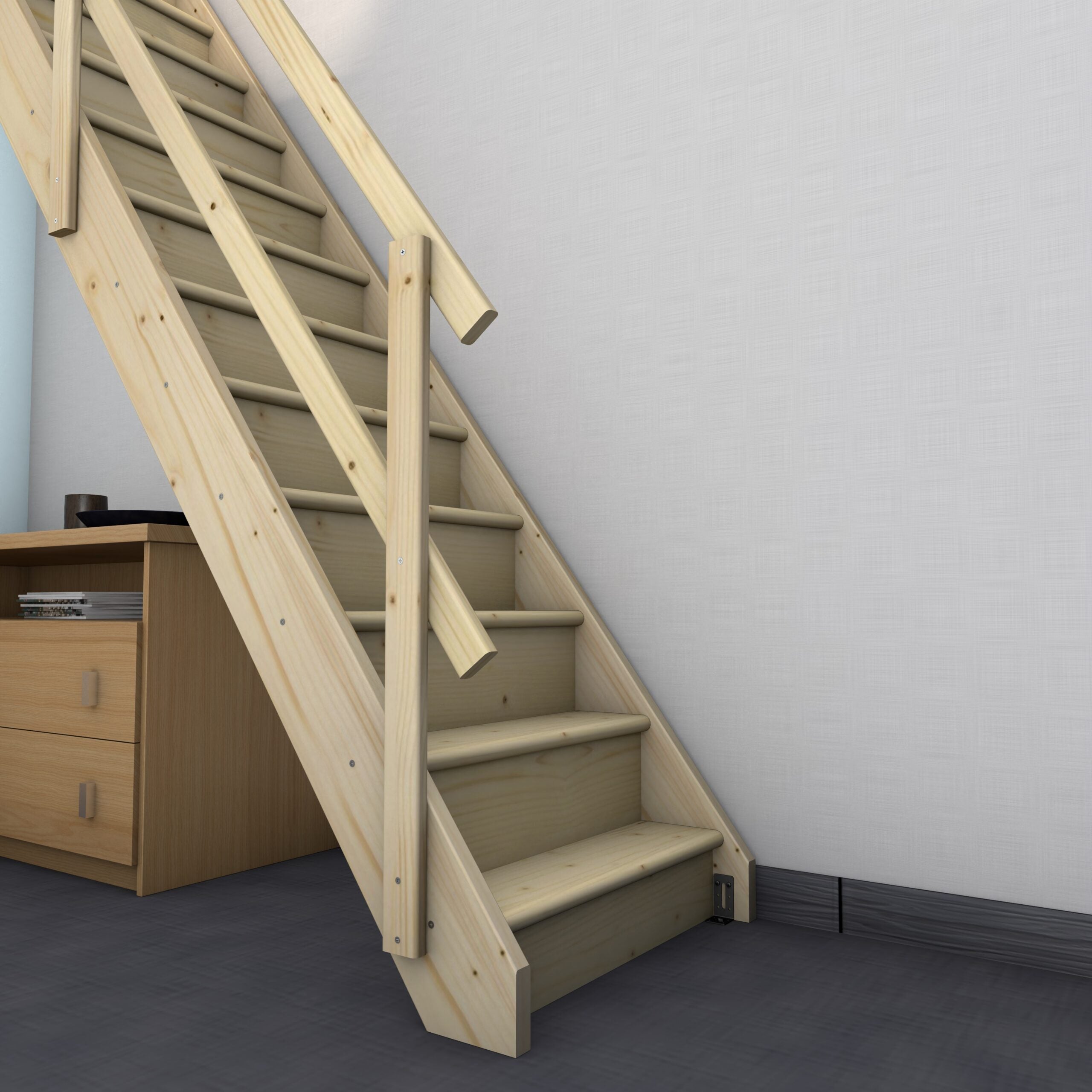 Escalier bois droit avec contremarches, Normandie KORDO - 4