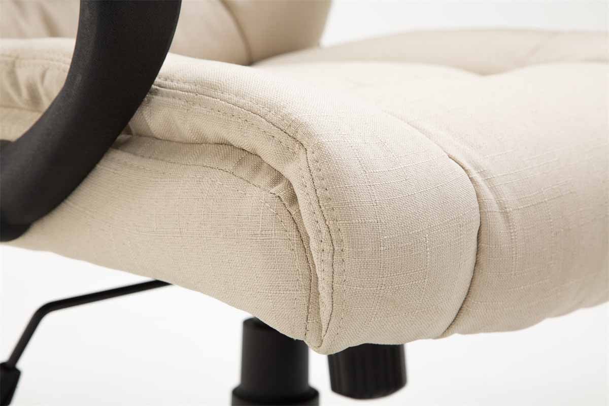 Sillón ejecutivo giratorio tapizado con reposabrazos tapizado en tela color crema estructura de plástico 10_0006988 - 7
