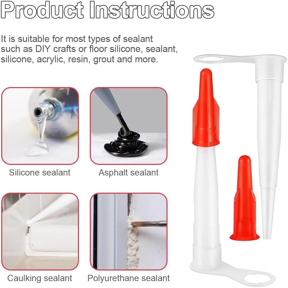 Ensemble De 12 Embouts De Cartouche, Buse De Cartouche De Silicone, Buses De Calfeutrage En Silicone,Buse De Cartouche Pour Mastic À Colle Et Pistole - 4