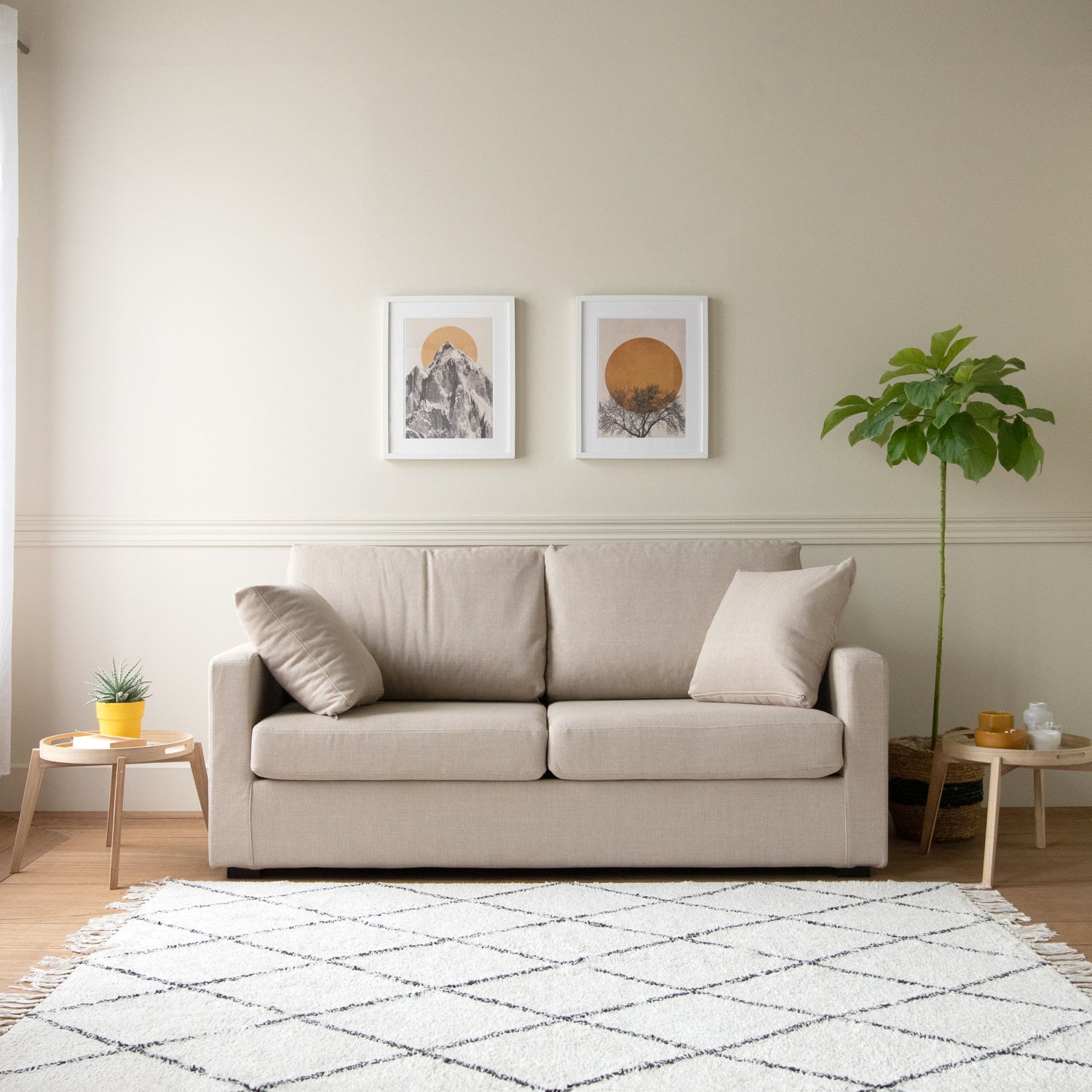 Canapé Droit 3 Places Blanc, Marque ALLY, Dimensions 217x99 Cm, Occasion