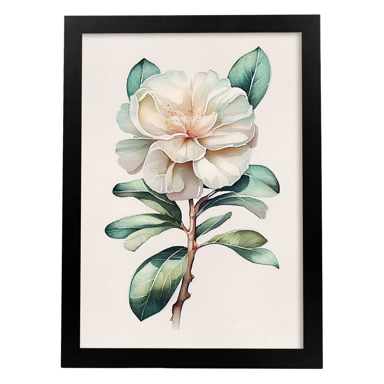 Nacnic poster de camelia estilo nórdico ilustraciones de botánica con flores y plantas en acuarela diseño moderno y modelo 1 a4 sin marco
