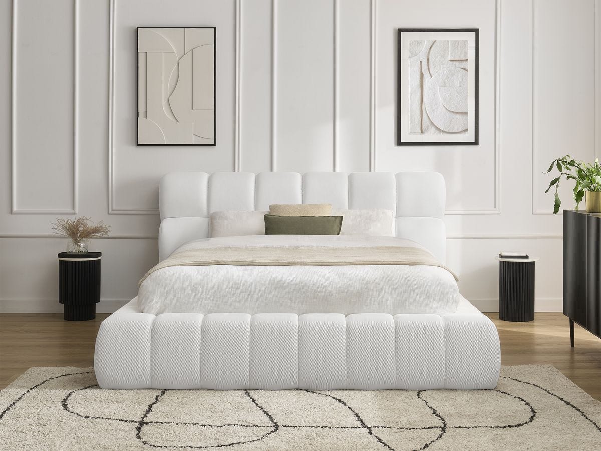 Lit Mesh BOBOCHIC Lit coffre MONT-BLANC tissu mesh Blanc 180x200 | Leroy Merlin