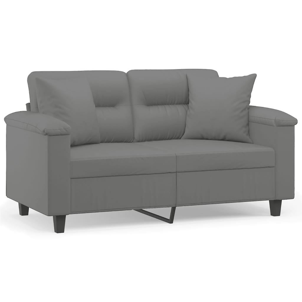 Sofá de 2 plazas | sofá de salón | sofá de descanso con cojines tela microfibra gris oscuro 120 cm cfw55552