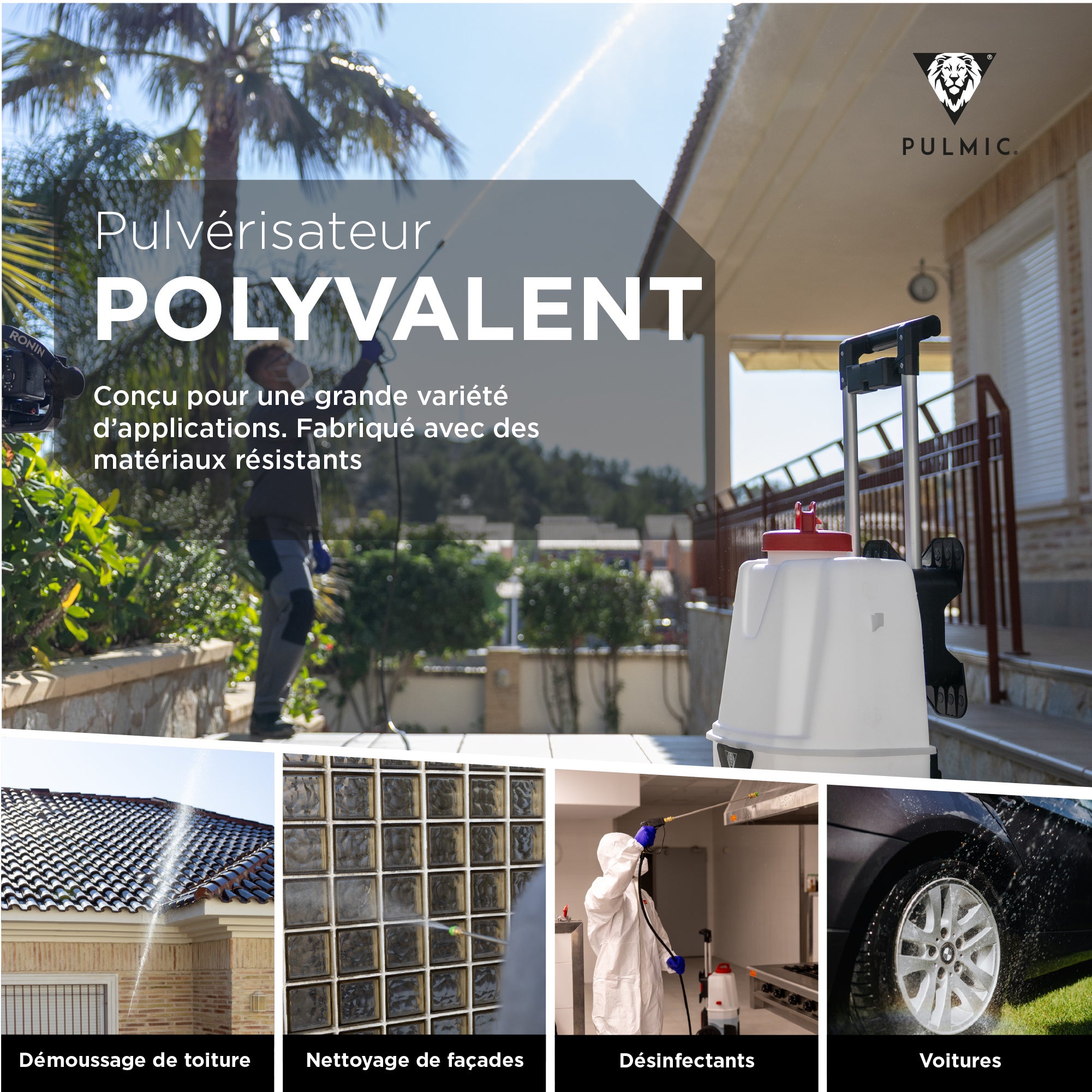 PULMIC Pulvérisateur Électrique Professionnel 35L pour Nettoyage de Toitures, Façades, Démoussage et Applications en Hauteur, Projette à 10m - 4