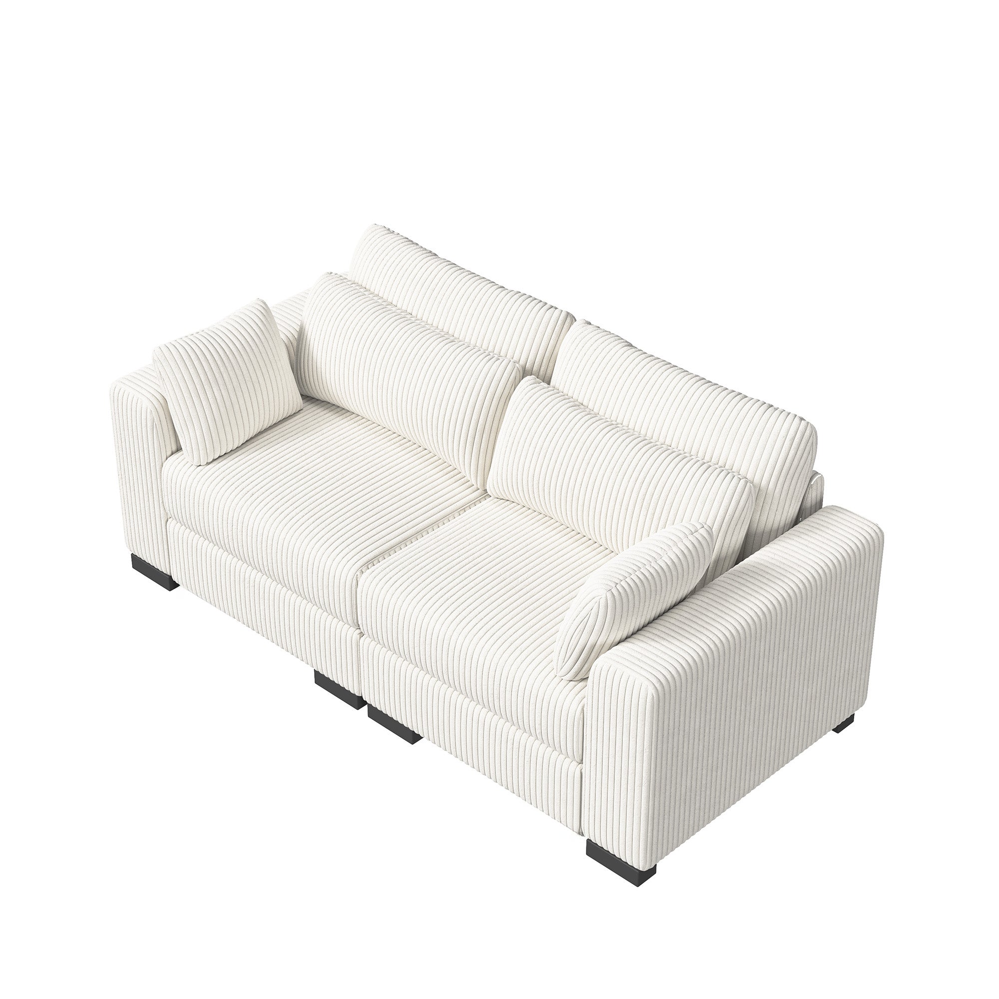 Canapé Convertible 2 Places en Velours Côtelé, Canapé Modulable Canapé d'angle Convertible pour Salon, Chambre, Beige(87.8 x188x 85 cm) - 7