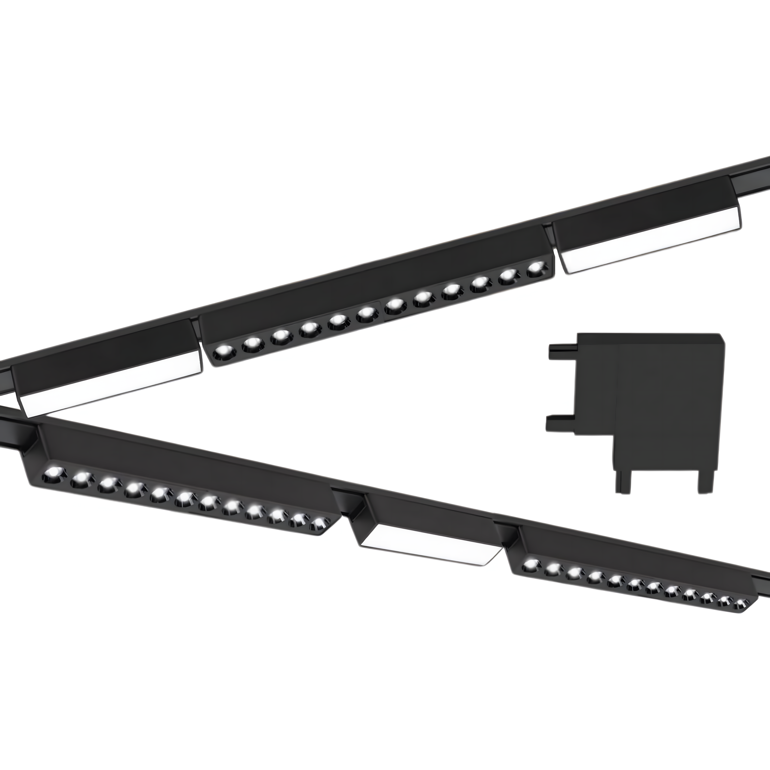 Zestaw oświetlenia szynowego LED Czarny system magnetyczny na szynę 2 x listwa 1m + 6 lamp LED + łącznik kątowy LEDHOFF
