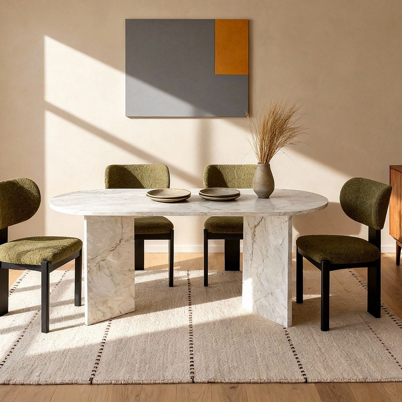 Zestaw 2 krzeseł z tkaniny z bukli i drewna hebanowego w kolorze czarnym - Khaki - WILANA