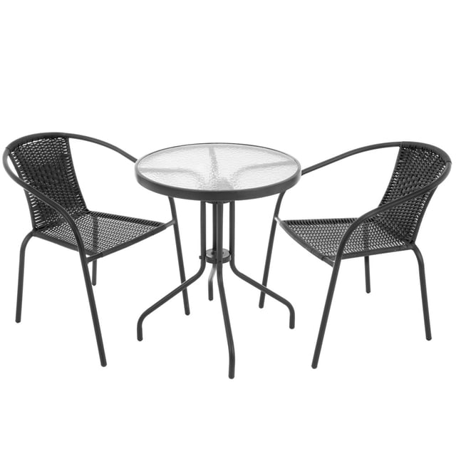 Zestaw mebli balkonowych z technorattanu czarny Bistro PATIO, stół + 2 krzesła