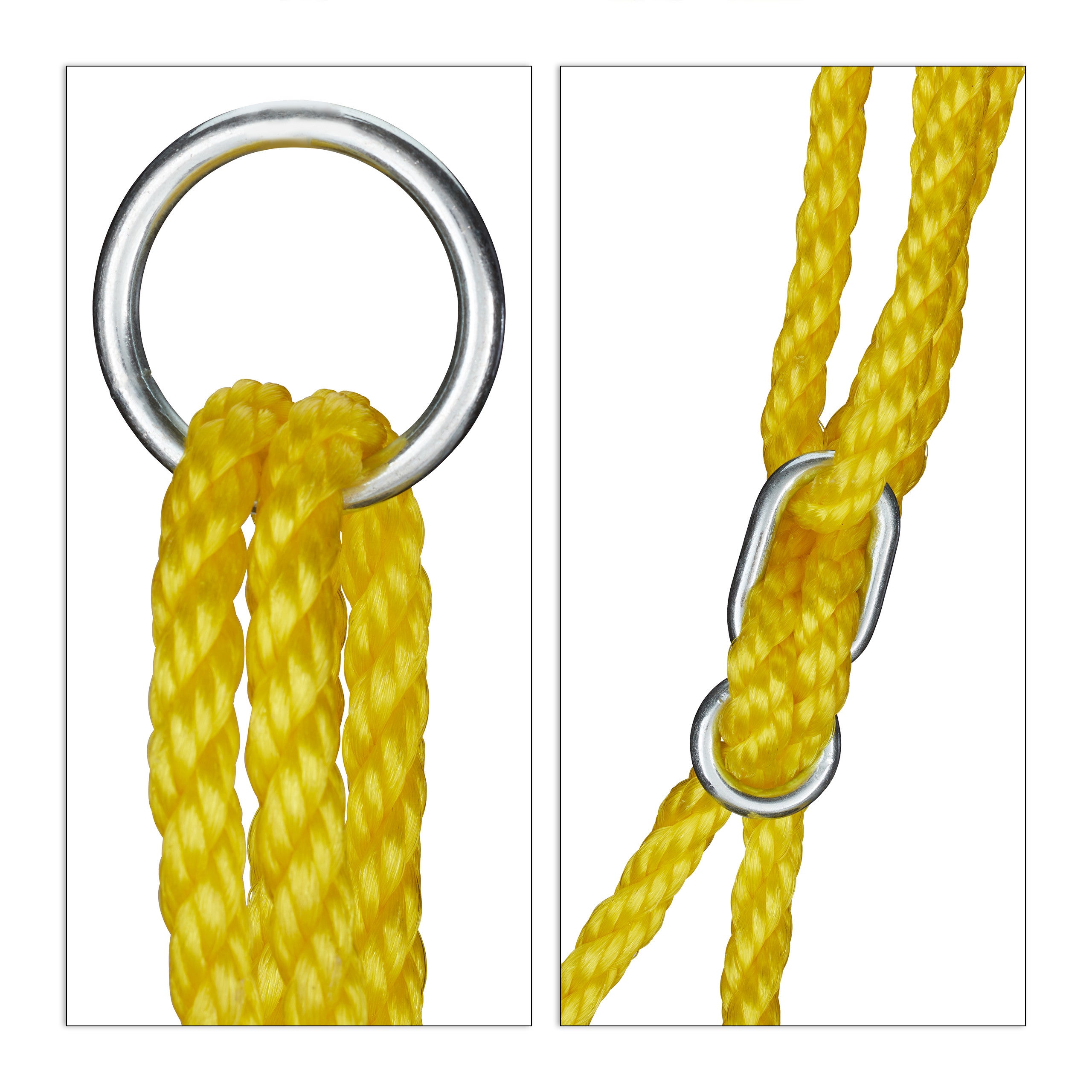 Balançoire nid d'oiseau rond 110 cm à suspendre enfant adulte jardin extérieur Ø 110 cm, 100 kg, jaune, Relaxdays - 6