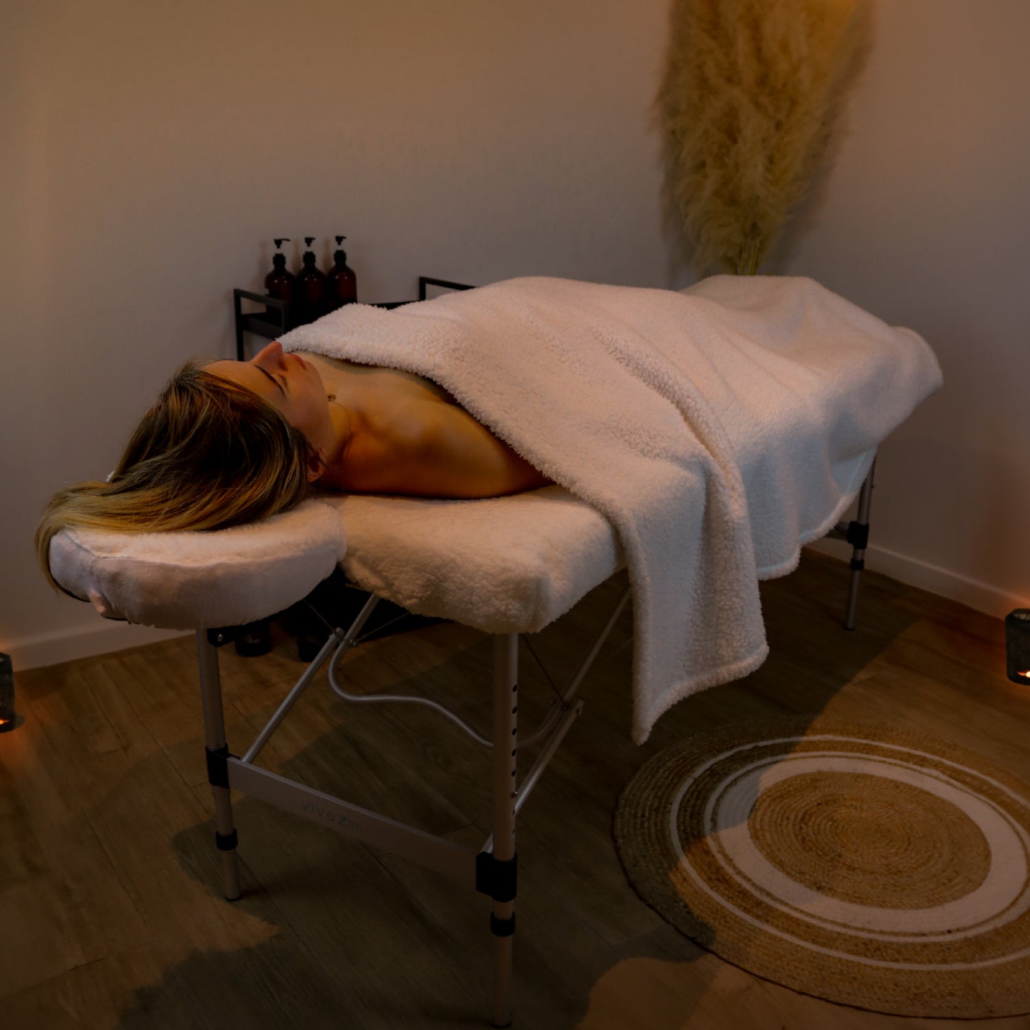 Table de massage pliante 2 zones en aluminium + Accessoires et housse de transport - Noir - Vivezen - 5