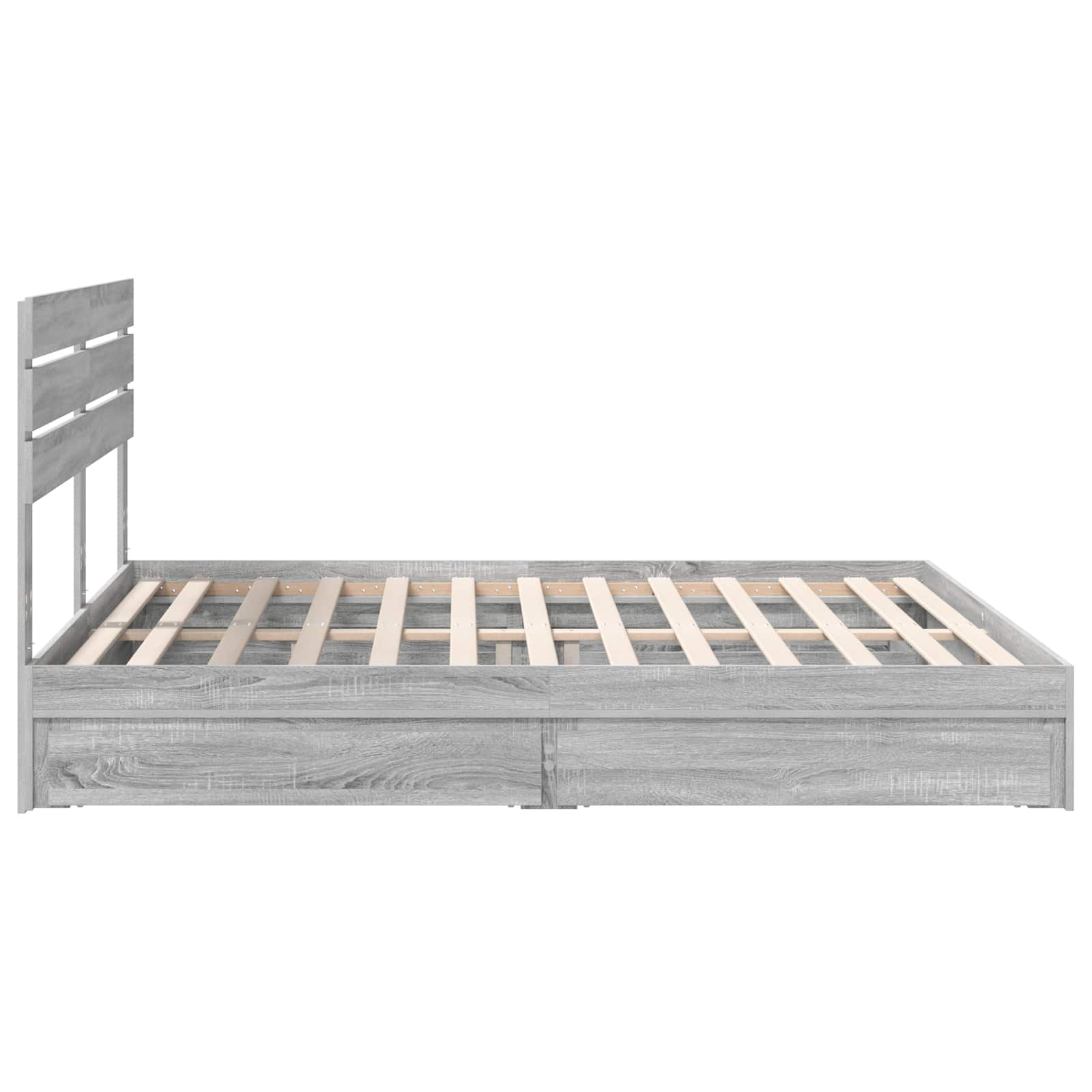 Lit de rangement gris 180 x 200 cm en panneau de bois - 9