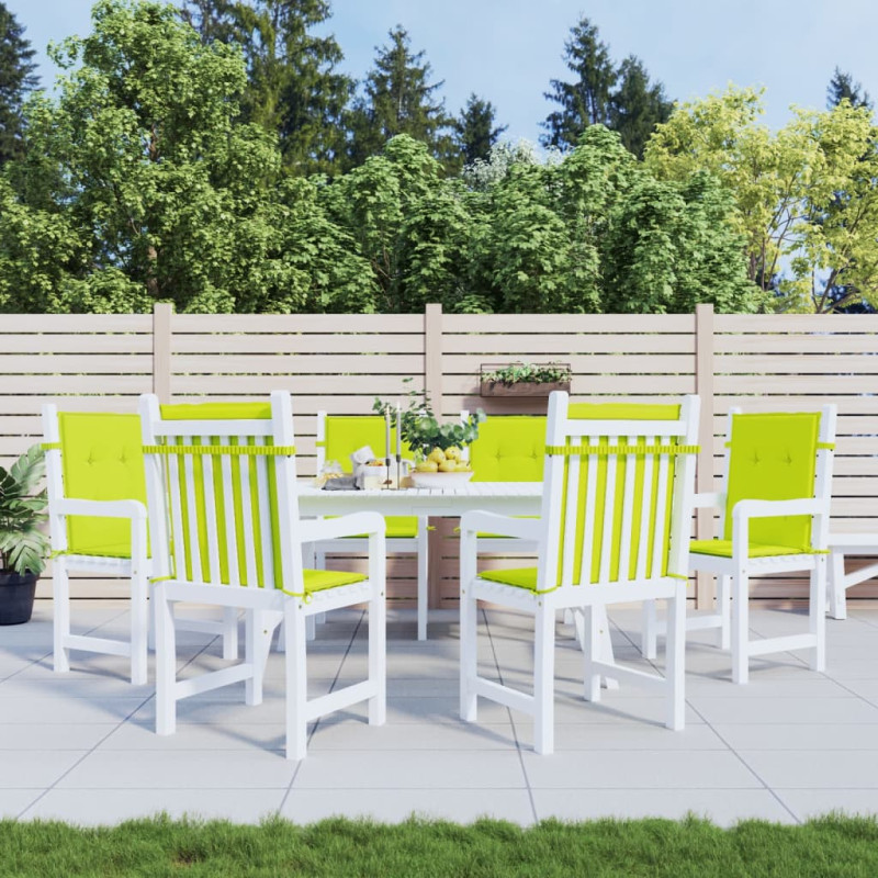 Vidaxl cojín silla jardín respaldo bajo 6 uds tela oxford verde claro