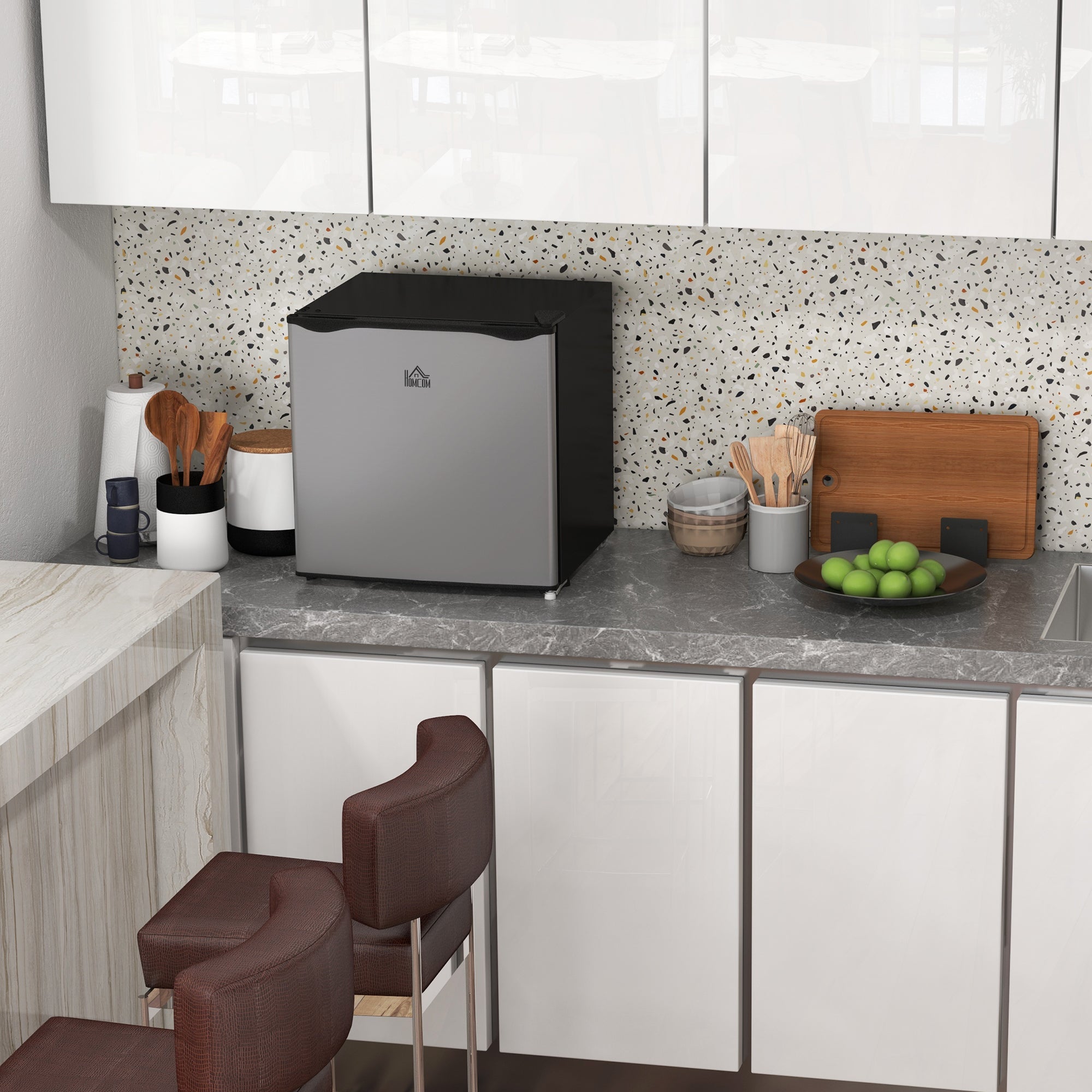 Homcom Congelador Vertical Acero, Plástico Plata 47X44.2x48.8 Cm Carne/Negro/Plateado , Leroy Merlin