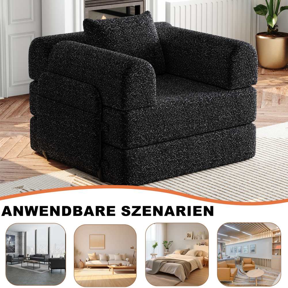 Canapé modulable 2 en 1, tapissé en chenille douce et résistante, rangement latéral intégré et structure métallique renforcée, idéal pour le salon - 4