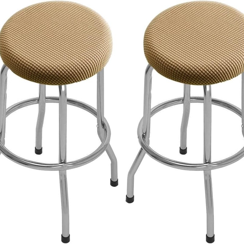 2-częściowy pokrowiec na okrągły stołek (brązowy), okrągły pokrowiec na stołek barowy, zmywalny, łatwy w pielęgnacji, miękki i trwały, na stołki o śre