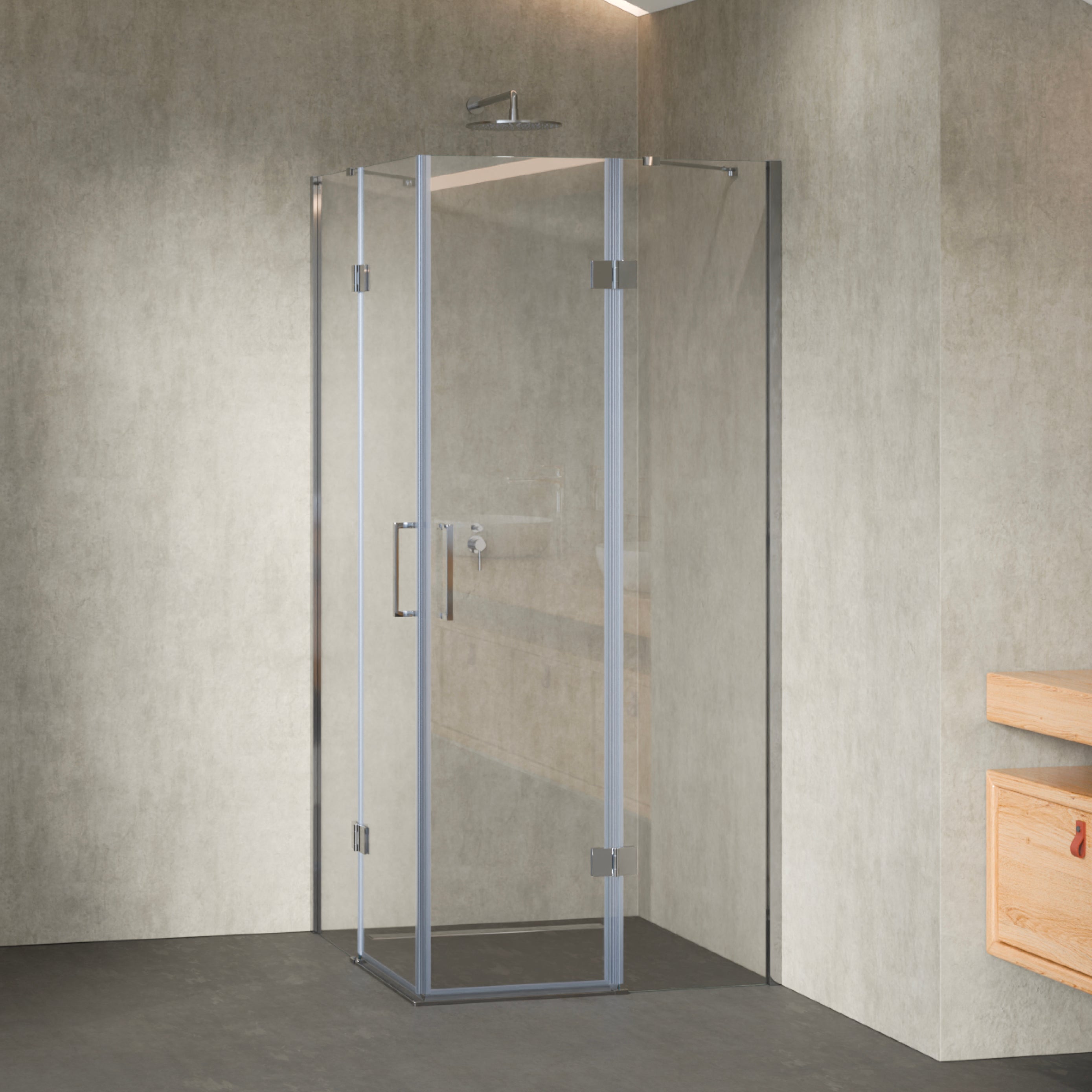 Moments Of Glass  Mampara De Ducha Celine 90X90x190cm, Reversible, Puertas Abatibles, Ajuste 88.5-90X88.5-90Cm, Cristal Templado Transparente 6Mm Negro , Leroy Merlin