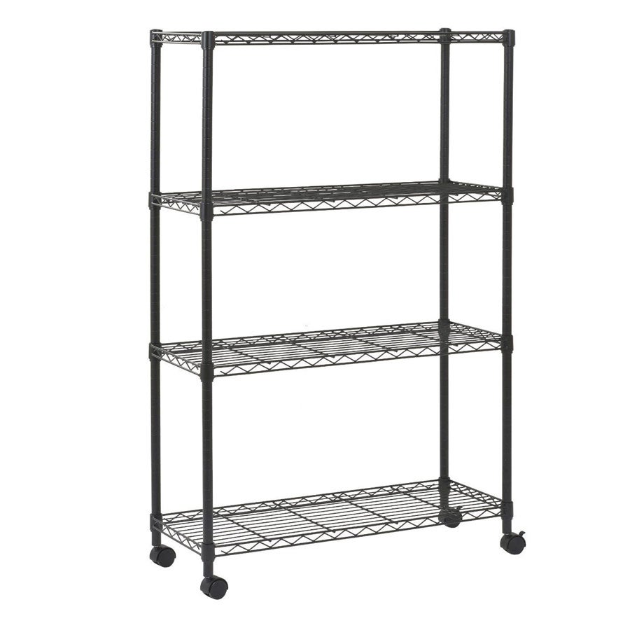 Scaffale acciaio cromato con ruote 4 ripiani 90x35x137 cm | Leroy Merlin