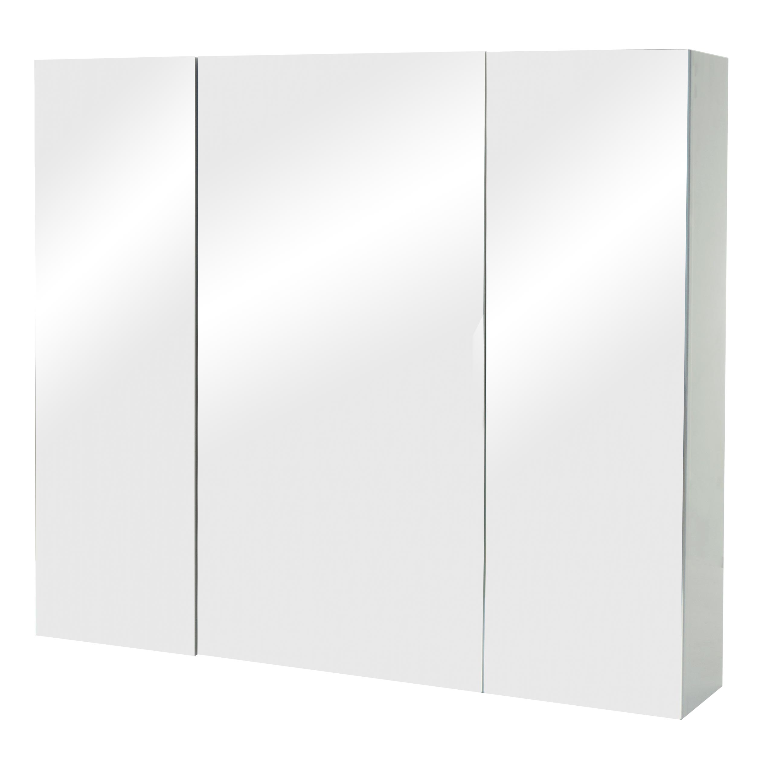 Szafka z lustrem HWC-B19b, szafka łazienkowa wisząca, 6 półek, wysoki połysk, certyfikat MVG, 70 x 80 x 16 cm ~ szara