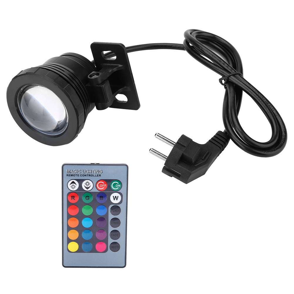 Wodoodporna lampa LED zewnętrzna do basenu, 10W, RGB, lampa ogrodowa, z pilotem (czarna)