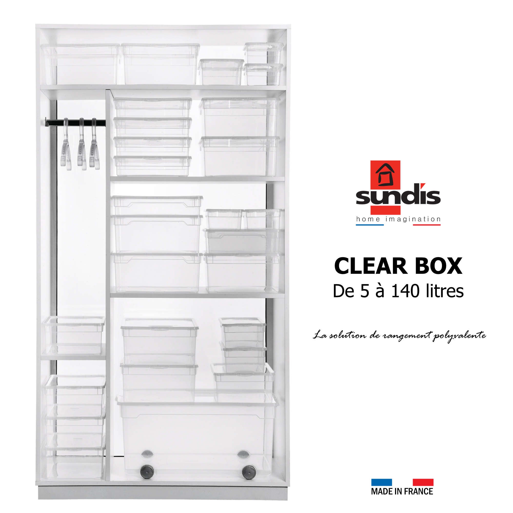 Lot de 6 boîtes de rangement en plastique transparent 22L avec couvercle CLEAR BOX - 6