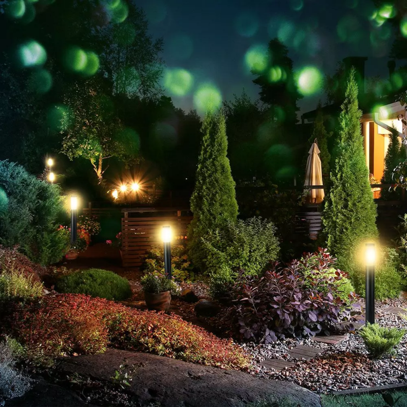 Piantana LED da Giardino 110cm con Portalampada E27 (max 60W) in Acciaio Inossidabile Nero IP44 - 5