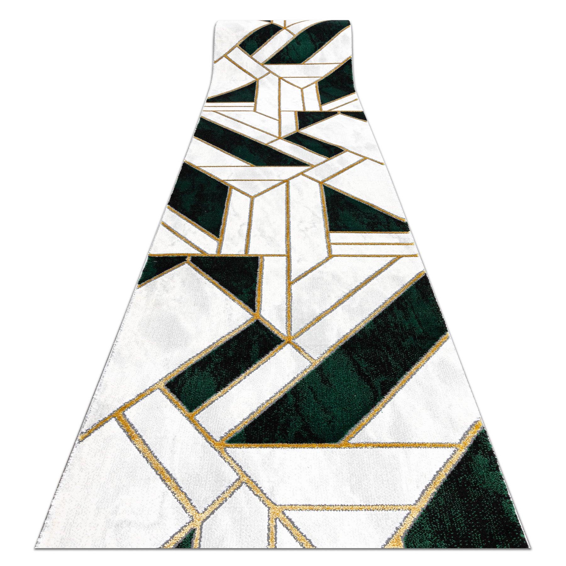 Chodnik EMERALD ekskluzywny 1015 glamour, stylowy marmur, geometryczny butelkowa zieleń / złoty 100 cm 100x510 cm
