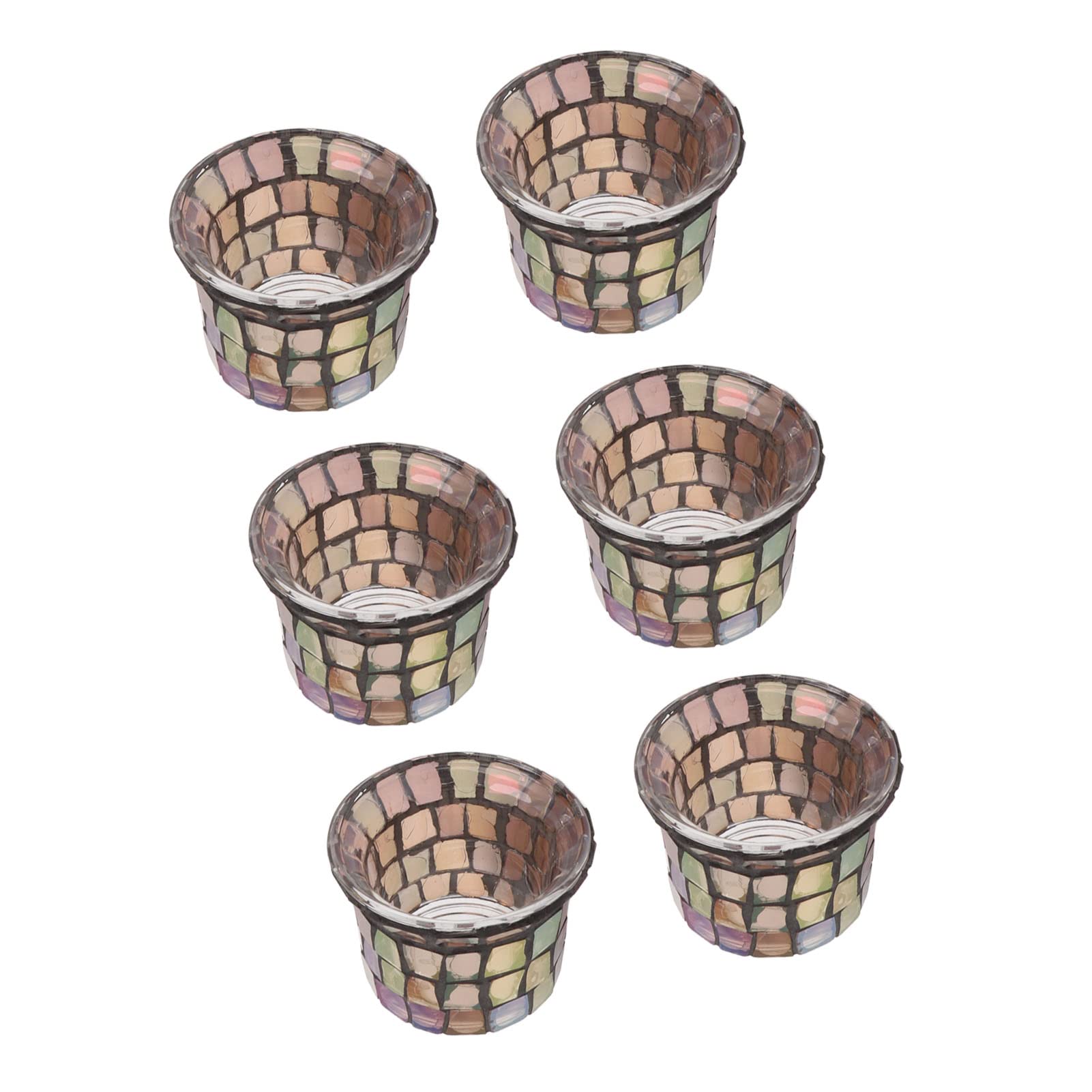 Portacandele in vetro dorato finemente lavorato, romantico per candele tealight, ideale per il tavolo da pranzo, design a mosaico, dettagli raffinati | Leroy Merlin