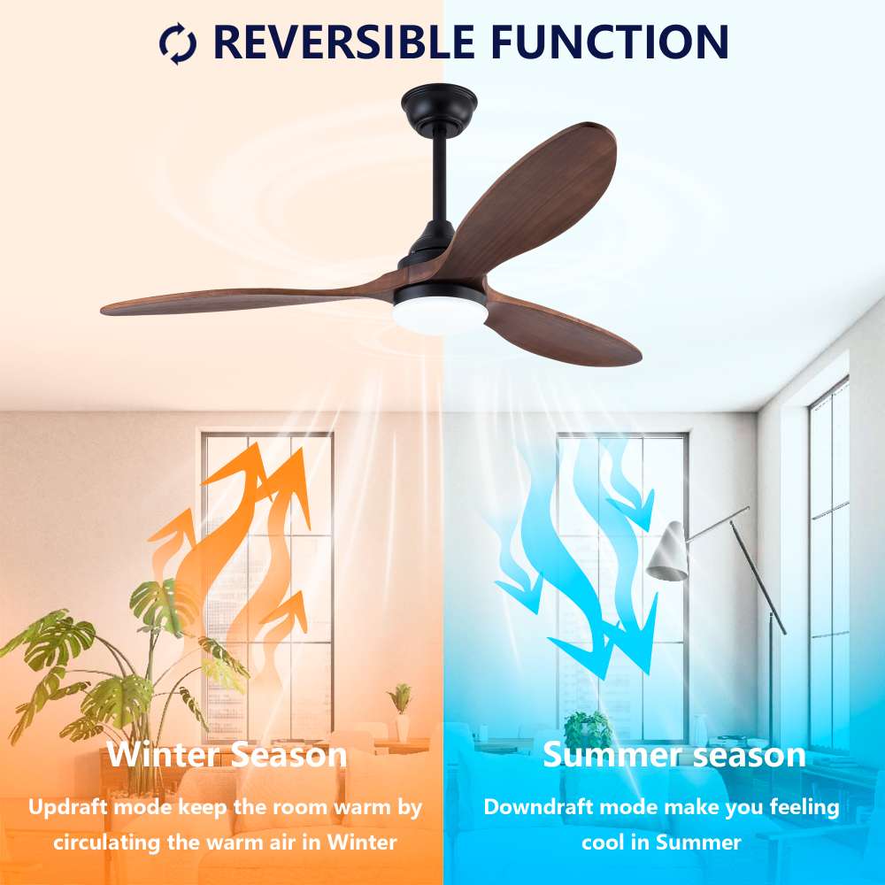 Ventilateur Plafond 132 cm Noir avec LED – 3 Pales Bois Massif, Moteur DC Silencieux, Télécommande avec Mémoire - 6
