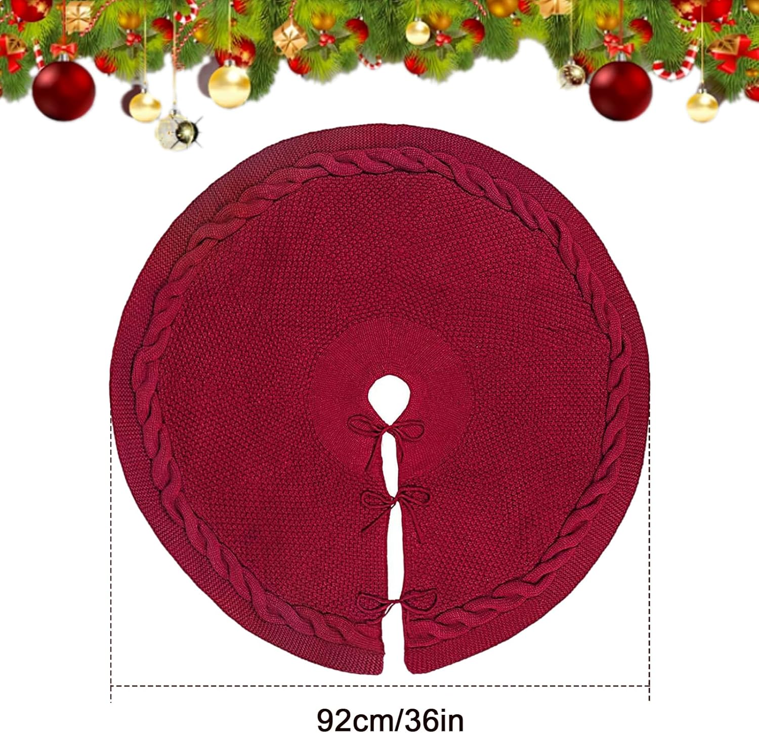 Deco De Noel Jupe De Sapin Noël Rouge 90cm - Couvre Pied Décoratif Cache Pied Arbre Noël