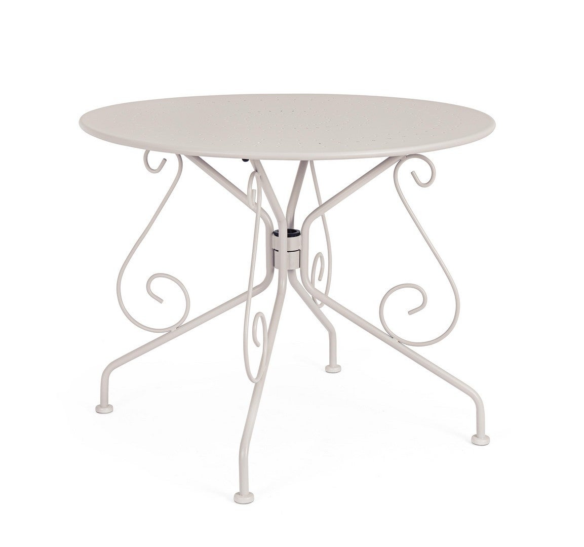 Stół zewnętrzny ze stali lakierowanej elektroforetycznie z matowym wykończeniem, Ø90 szary