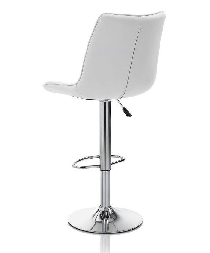 Tabouret de bar simili cuir blanc et pieds métal chromé Pola - Lot de 2 - 2