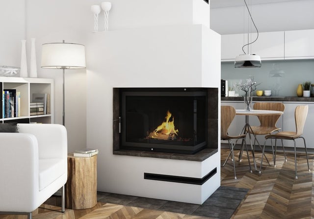 Inserto para chimenea de leña CELIA 18 kW de 2 cristales versión derecha