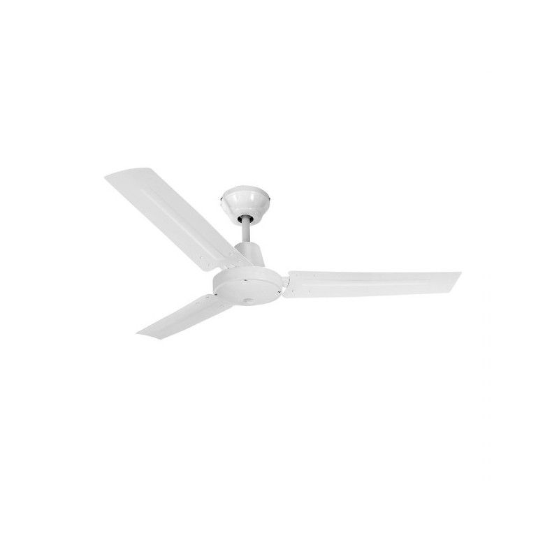 Ventilateur de plafond modèle industriel blanc puissance : 60w pales : ø140cm avec contrôleur mural edm - 5