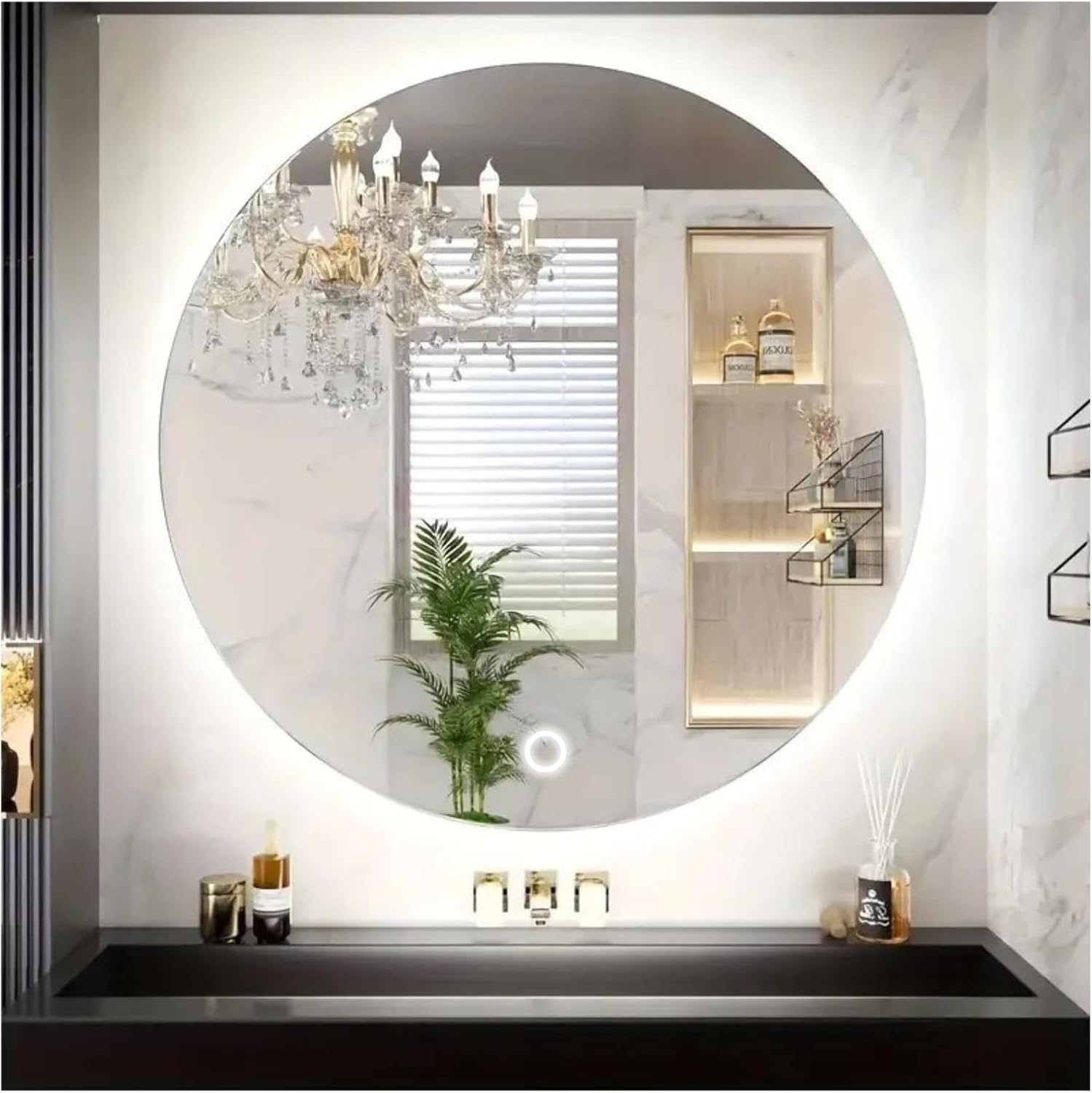 Litglobe Specchio Bagno con Luce 50x70cm,Specchio Bagno LED con Antiappannamento,Specchi𝗼 da Bagn𝗼 con Interruttore Touch,3000K-6500K Dimmerabile