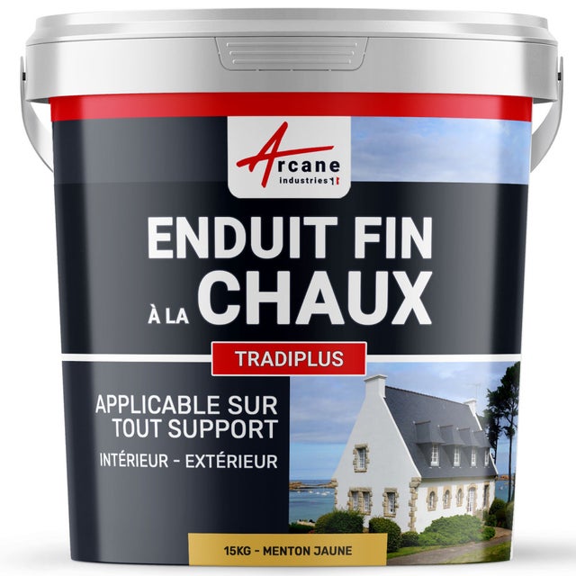 Enduit fin à la chaux - TRADIPLUS - 15 kg (jusqu'à 14 m²) Menton Jaune - ARCANE INDUSTRIES