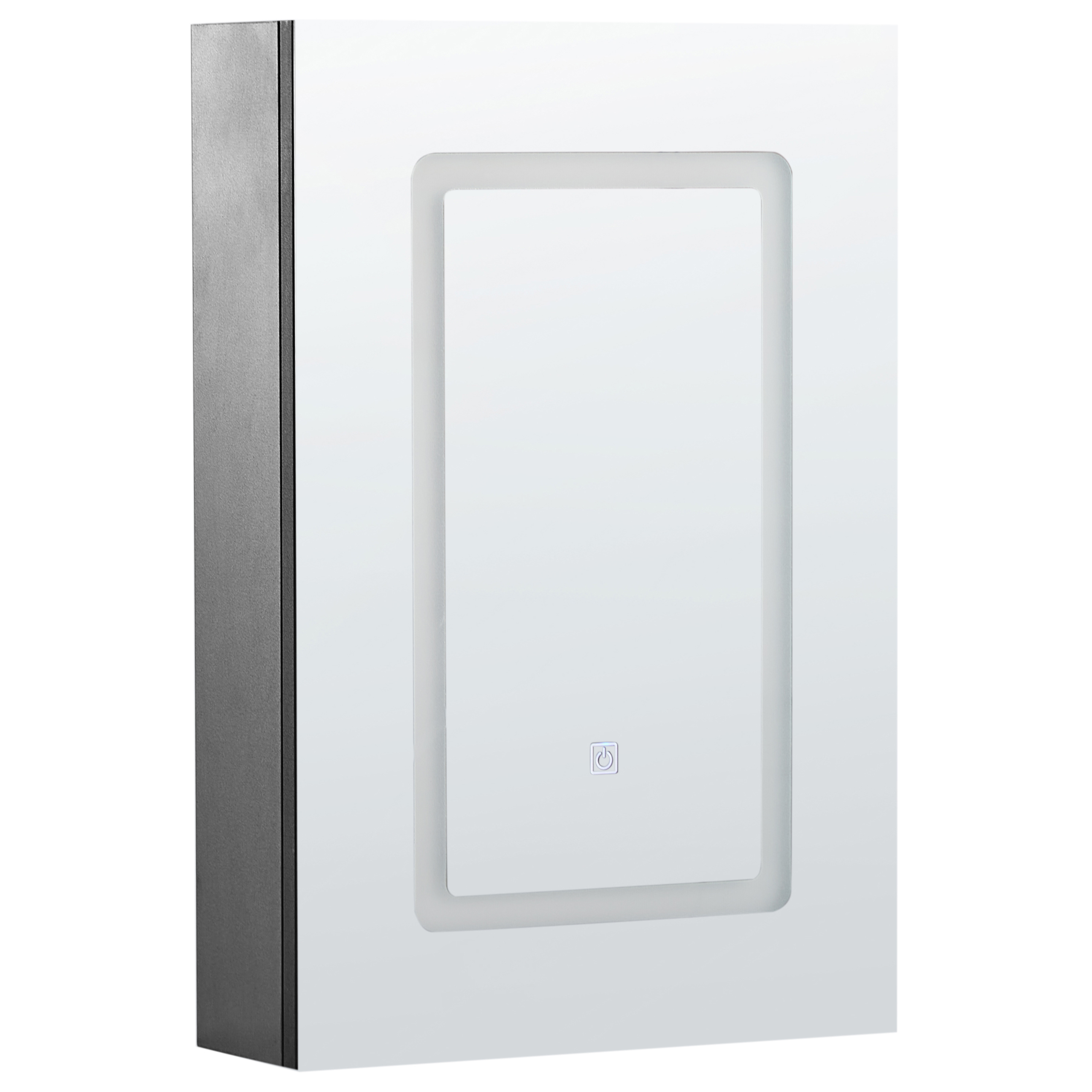 Beliani armario con espejo de pared para baño led condor 40 cm 60 cm negro