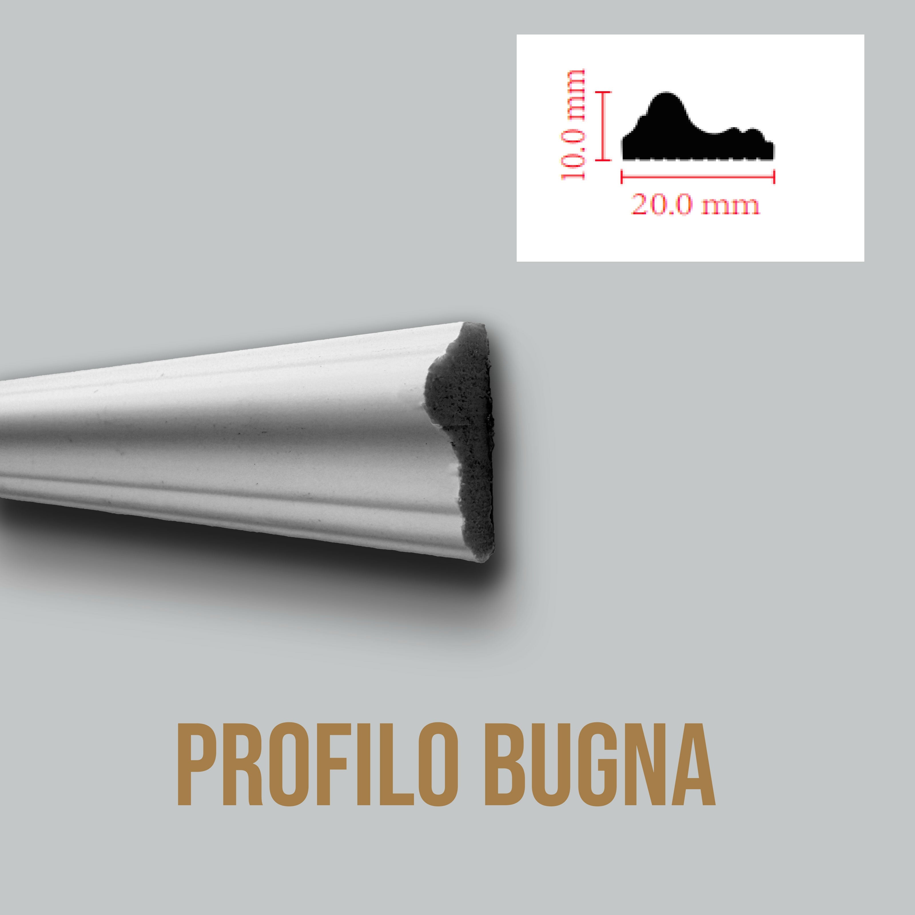 Profilo BUGNA per boiserie in Polimeri Bianco RAL 9016 verniciabile 20X10mm (Prezzo al metro) - 2