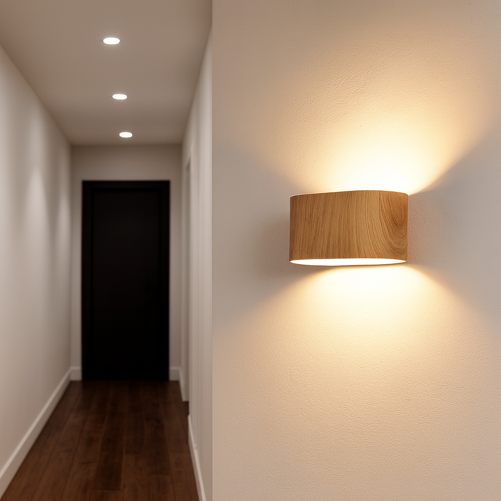 Aplique de pared interior de metal efecto madera con iluminación arriba y abajo, casquillo G9 (bombilla no incluida) - 7