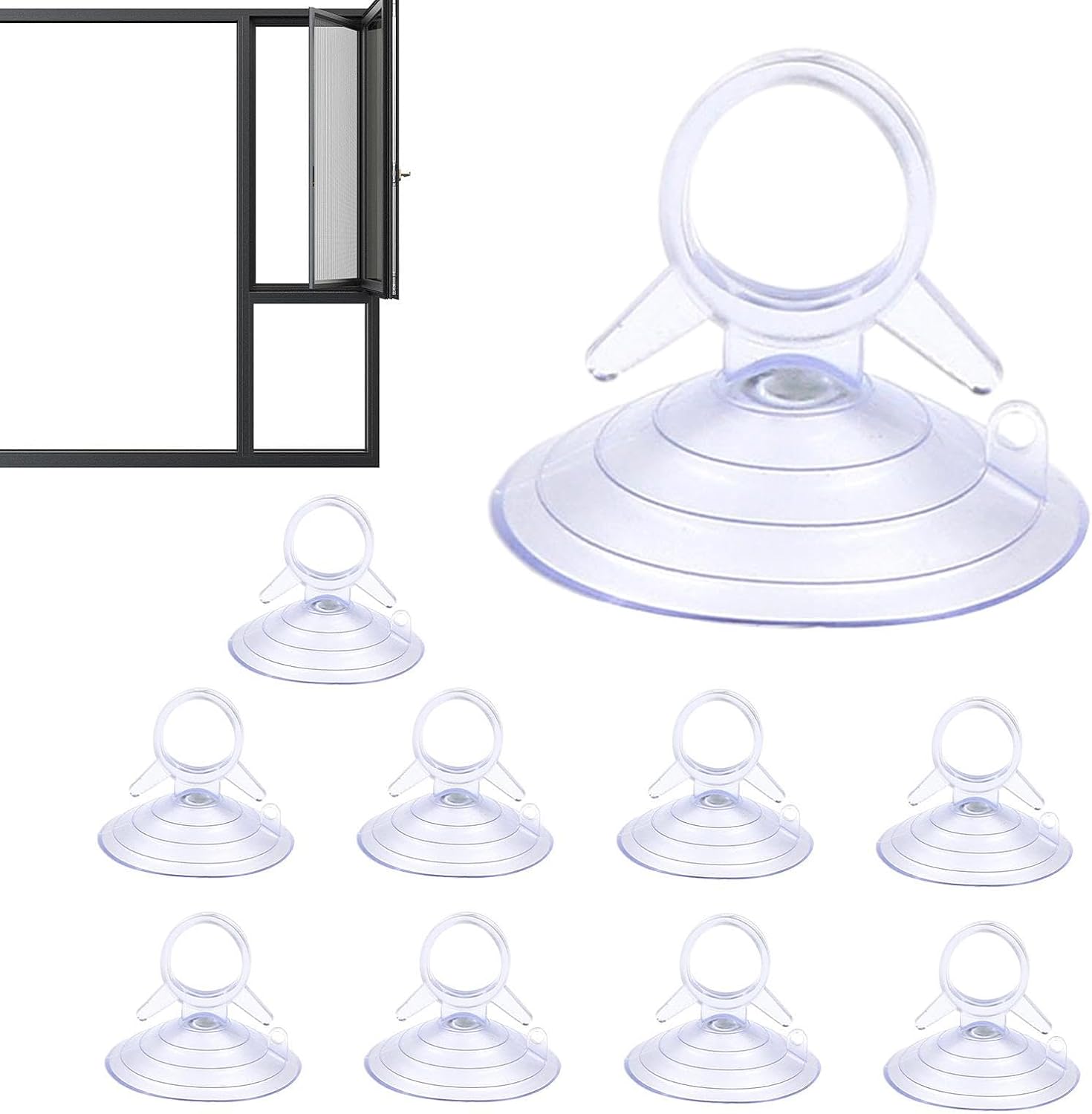 Uadme 10 Pezzi Ventose per Finestre, Confezione da ventose per parasole auto in Plastica PVC Sostituzioni Ventose Anti-Collisione con Anello di Tiro per Cucina Esterna Bagno Specchio Finestra Uadme 10 Pezzi Ventose per Finestre, Confezione da ventose per parasole auto in Plastica PVC Sostituzioni Ventose Anti-Collisione con Anello di Tiro per Cucina Esterna Bagno Specchio Finestra