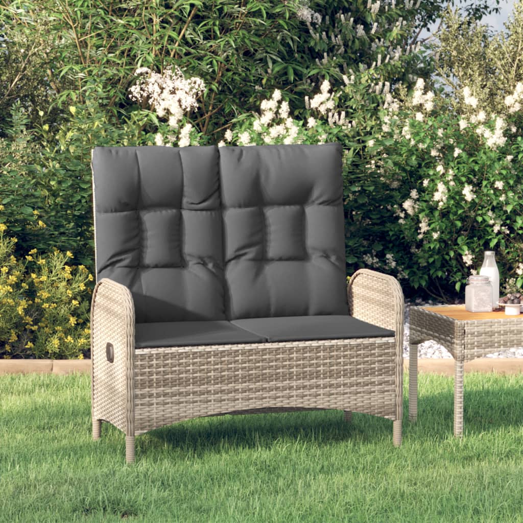 Set 2 Poltrone Reclinabili Da Giardino Con Tavolino In Polyrattan Beige - Comode E Resistenti
