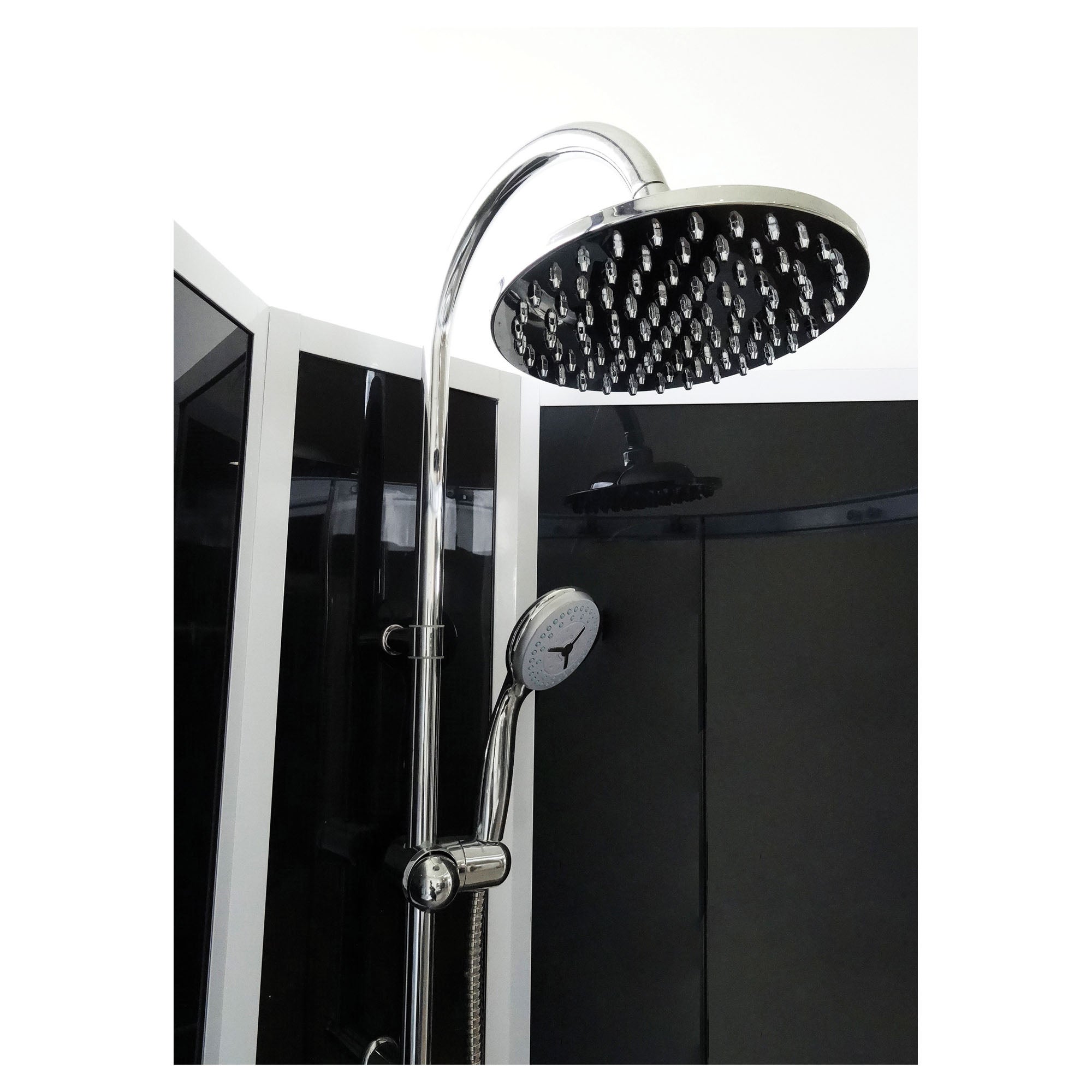 ONDEE - cabina de ducha GENA, Montaje sin silicona- 1/4 de círculo -Perfiles de aluminio - blanco - 90 cm - 4