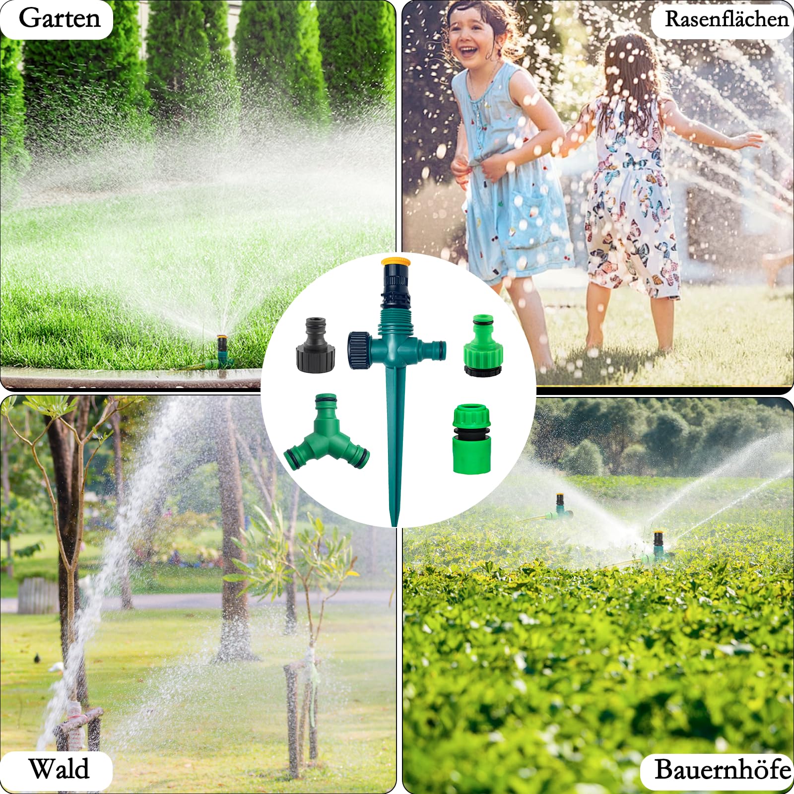 Arroseur Jardin,Arrosage Automatique pour Jardin,Arroseur de Pelouse 360,Arroseur de Jardin Multifonction-RéGlable Vec Raccord De Tuyau 1/2 et Y Set 1 - 7