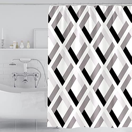 Le Bain Tenda Doccia In Tessuto 183x183 Cm - Stile Parigino Bianco E Nero Per Bagno Moderno