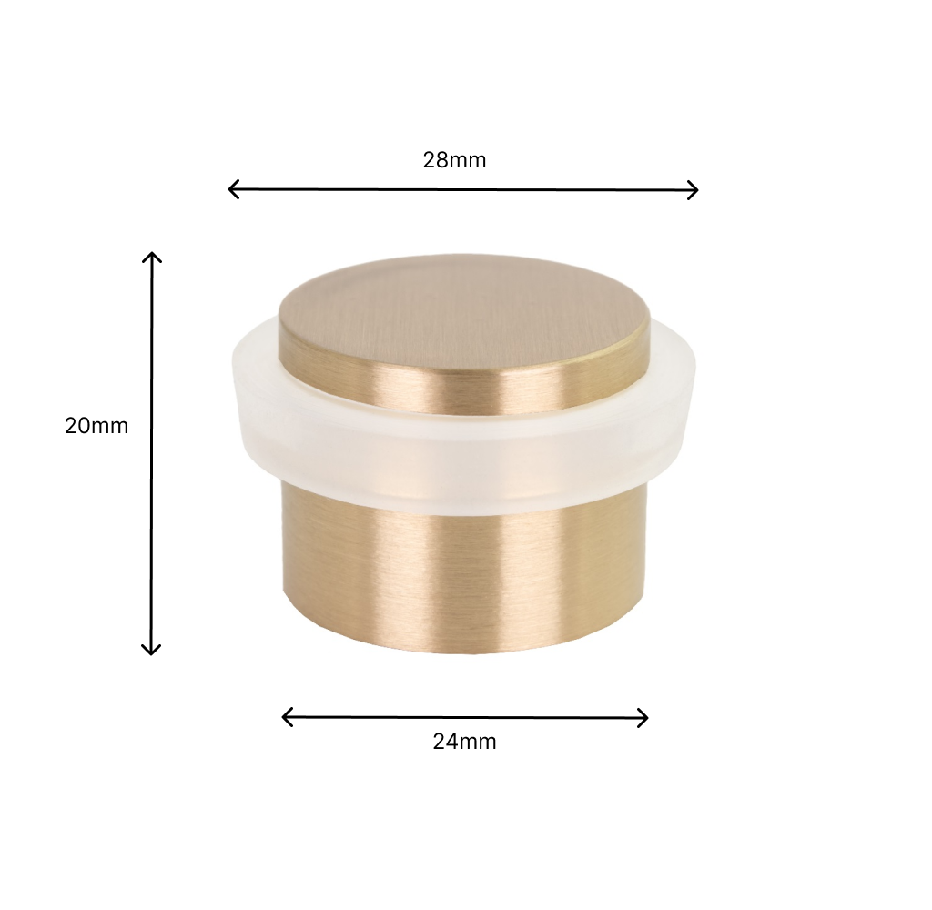Paquet de 4 butées de porte 24 x 20 mm pour sol, laiton avec caoutchouc de protection blanc, adhésif et/ou à visser, EVI Herrajes - 4