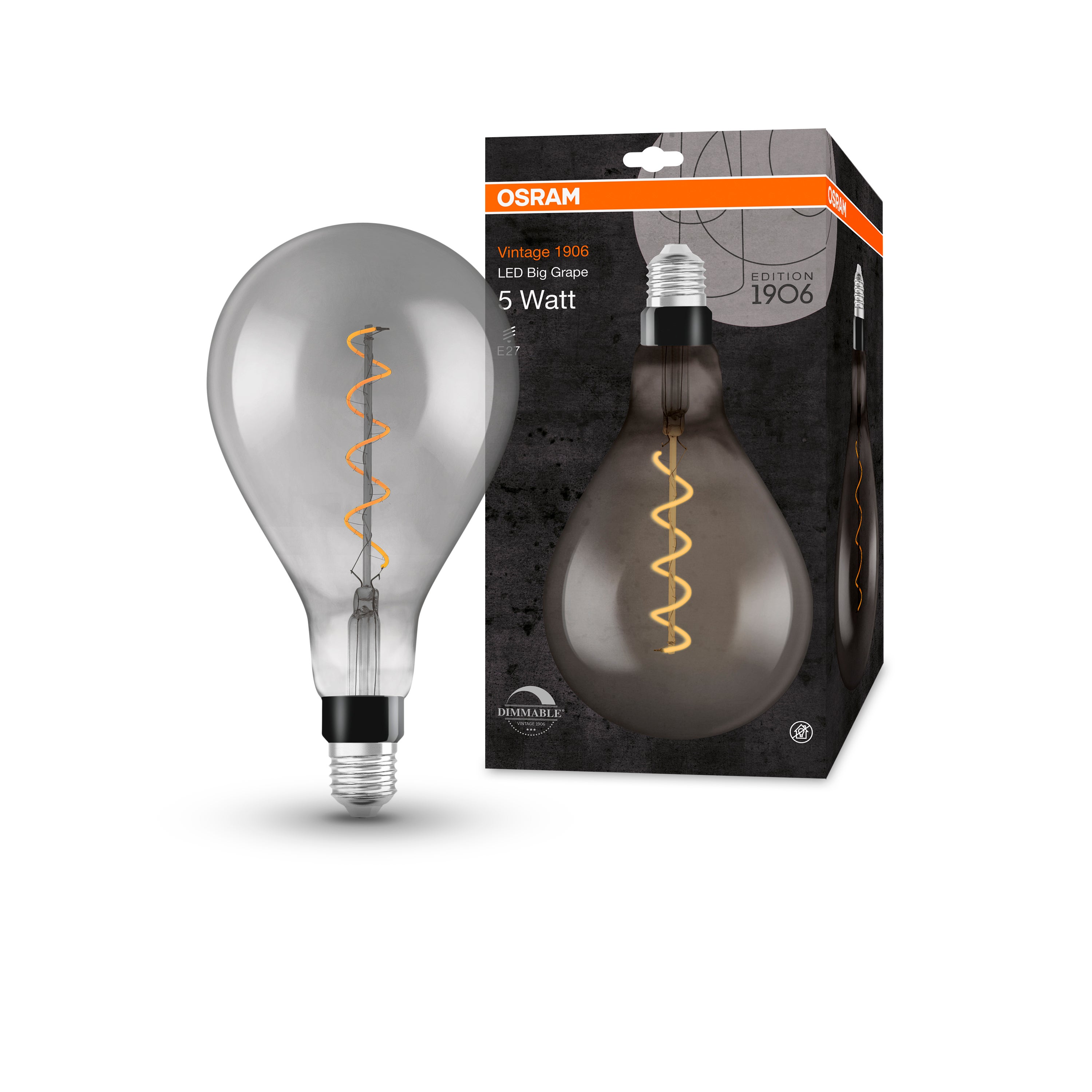OSRAM Ampoule LED - E27 - Warm Comfort Light - 1800 K - 5 W - remplacement pour 12-W-Incandescent bulb - clair - Vintage 1906 LED DIM - 4