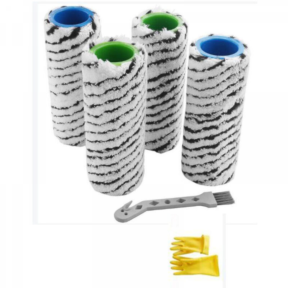 Rezea  4 Piezas De Cepillo De Rodillo Pierre Para Karcher Fc7 Fc7 Premium Fc5 Fc5 Premium + Guantes Gris/Blanco , Leroy Merlin